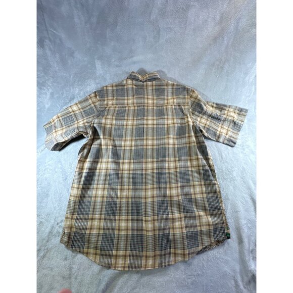 Ecko Unlimited mens Large Plaid Button-Up Short Sleeve tan multi color - Picture 8 of 16